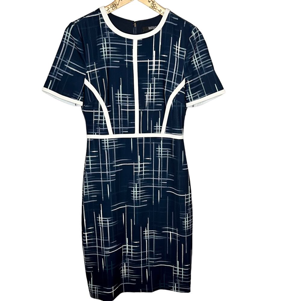 Badgley Mischka Blue Short Sleeve Dress Size 2 EUC